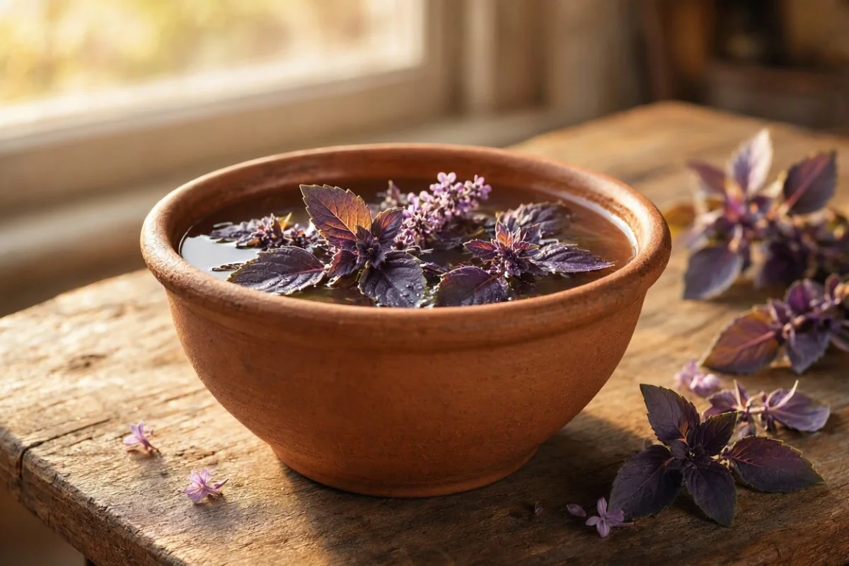 Banho: Banho de Manjericão Roxo