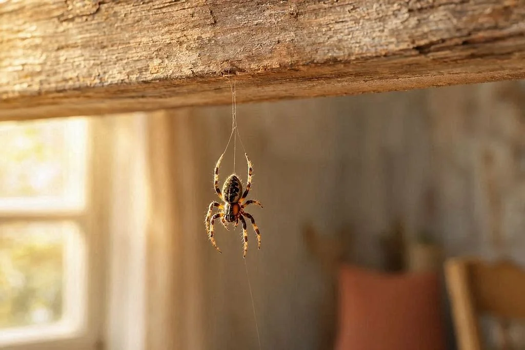 Aranha descendo do teto