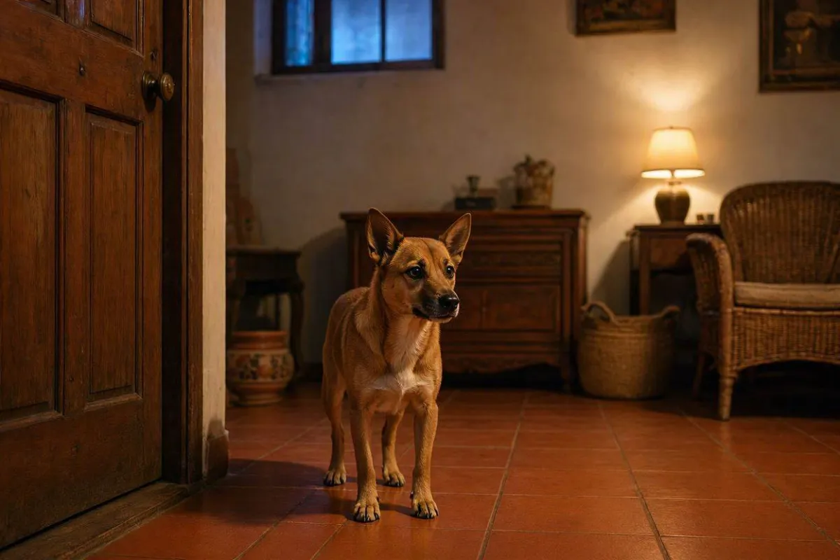Cachorro latindo para o nada