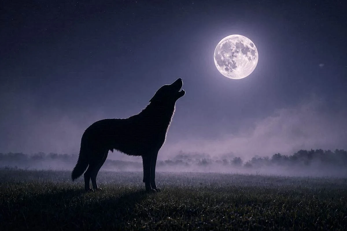 Cachorro uivando à noite